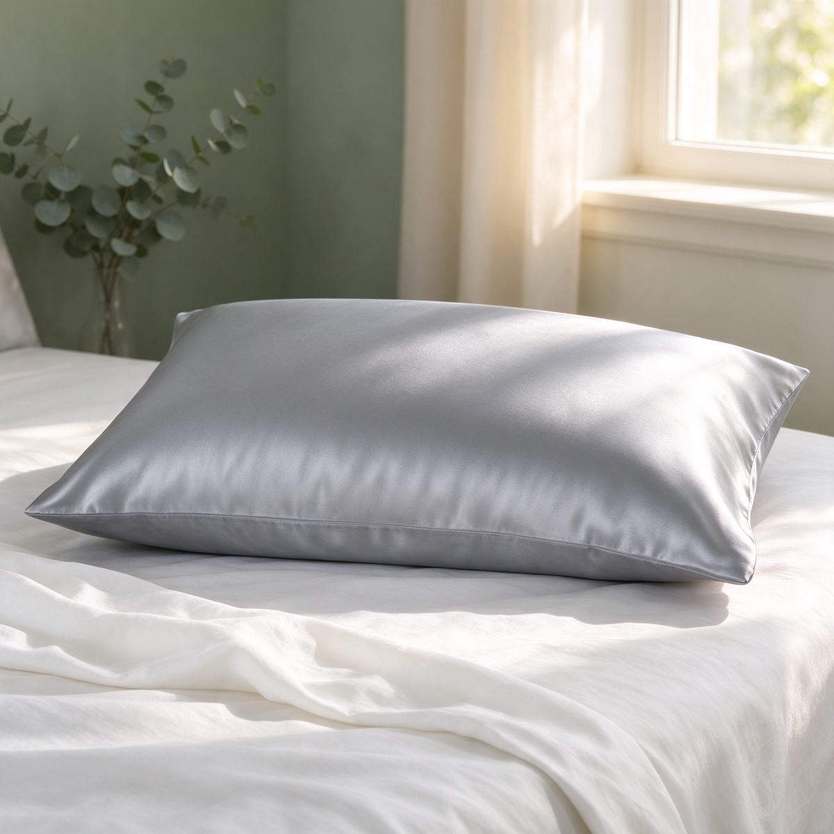 Looth mulberry silk pillowcase in Silver Grey