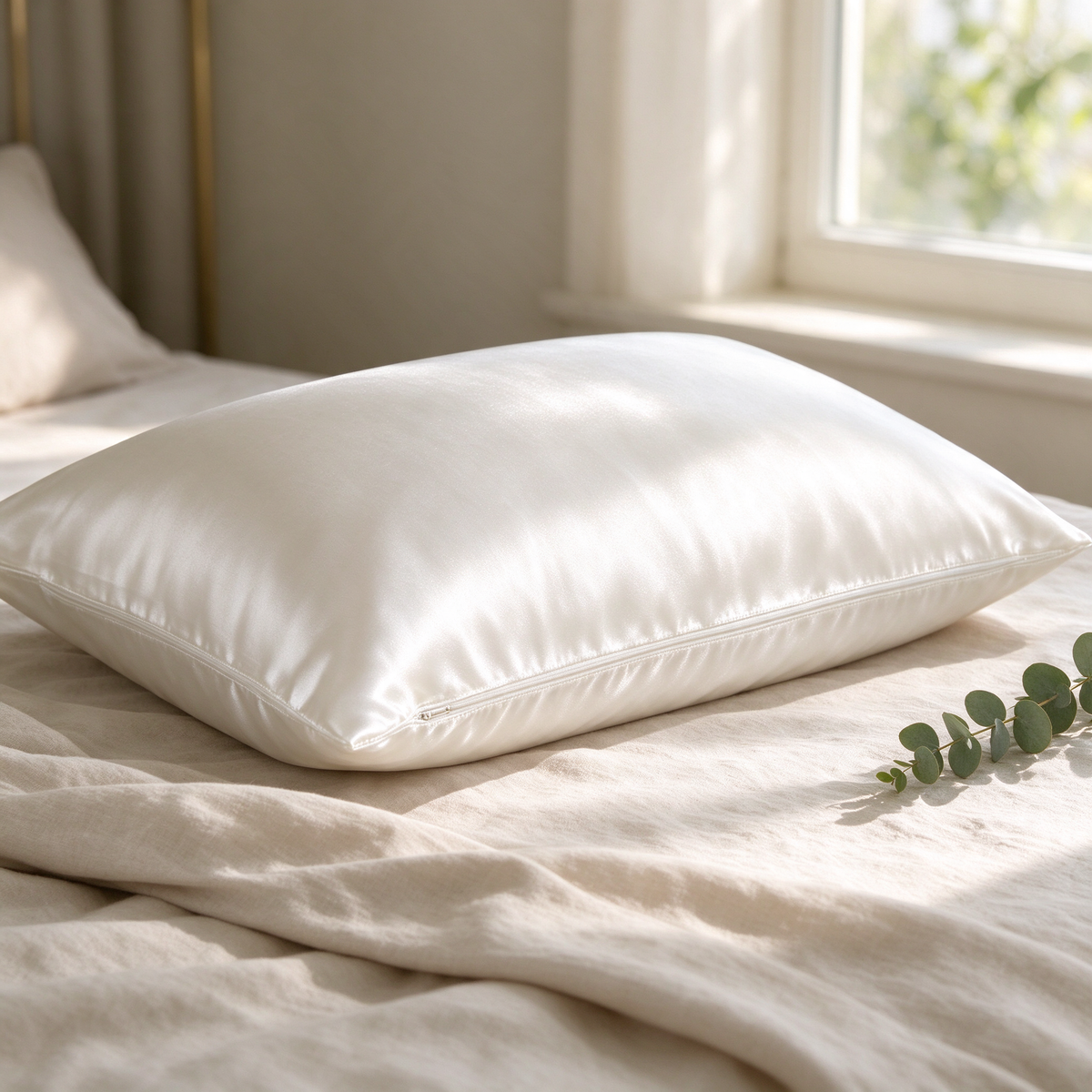 Looth mulberry silk pillowcase in White