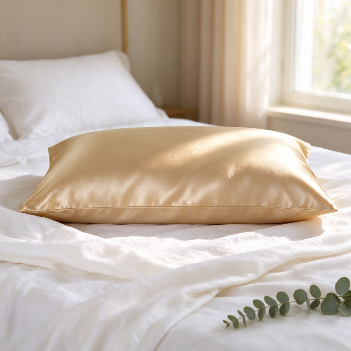 Looth mulberry silk pillowcase in Wheat